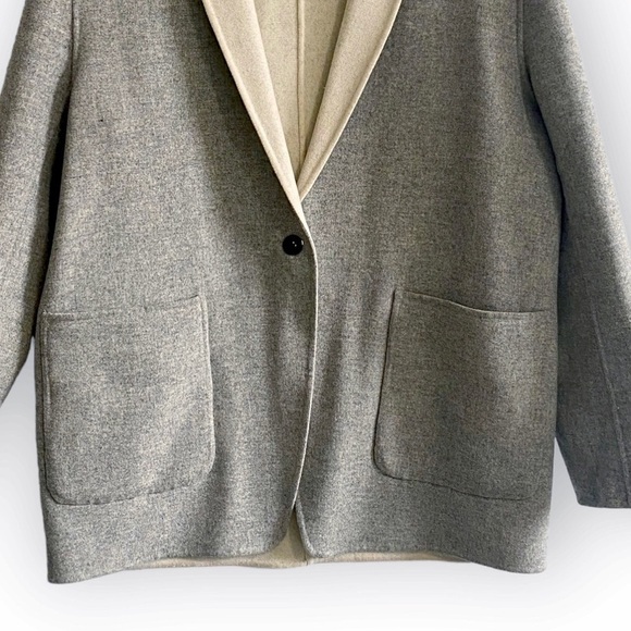 Rag and Bone Mica Wool Felt Reversible Blazer, Gray/Ivory, Size 12 - Picture 8 of 15